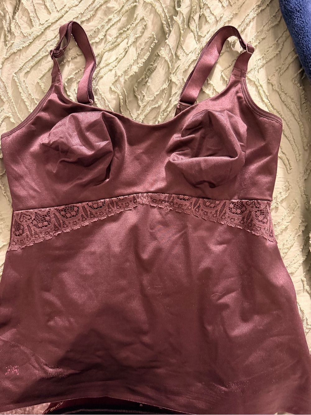 Ruby Ribbon Satin Lace-Trim Camisole